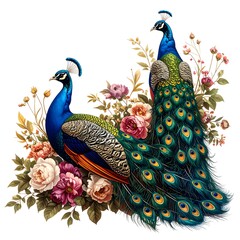 Graceful peacock artwork with detailed colorful feathers high resolution picture