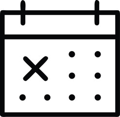 Calendar icon with a cross and dots