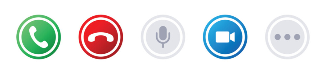 Call function icon set. Set of call ui, phone call or call interface icon - Vector 