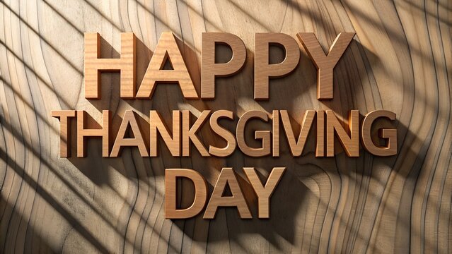 Happy thanksgiving day wooden letters on a textured wooden background