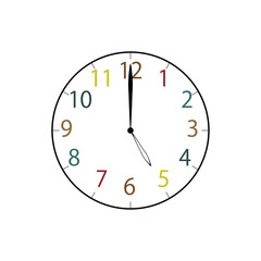 Simple Analog Clock at 5o'clock　シンプルな5時のアナログ時計イラスト