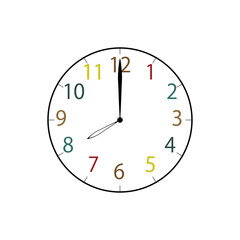Simple Analog Clock at 8o'clock　シンプルな8時のアナログ時計イラスト