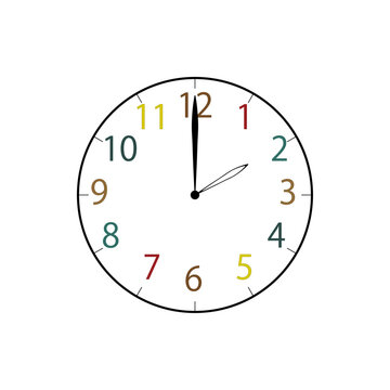 Simple Analog Clock at 2o'clock　シンプルな2時のアナログ時計イラスト