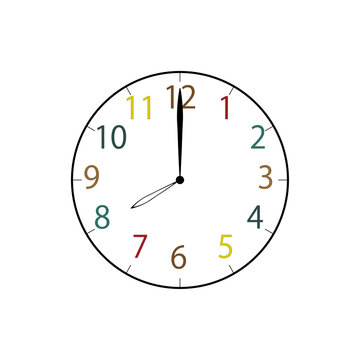 Simple Analog Clock at 8o'clock　シンプルな8時のアナログ時計イラスト