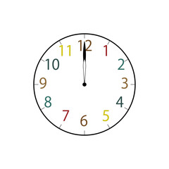 Simple Analog Clock at 12o'clock　シンプルな12時のアナログ時計イラスト