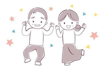 健康で元気なシニア夫婦のイラスト