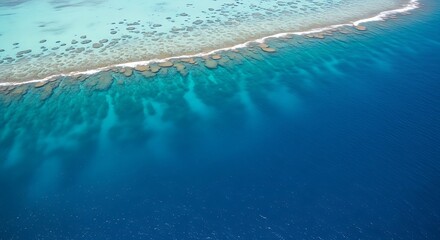 Aerial View of Coral Reefs and Ocean.