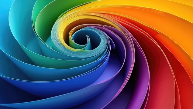 Swirling rainbow paper layers