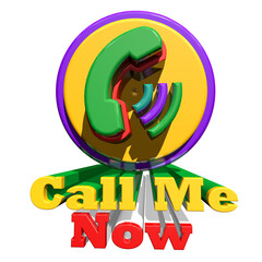 Retro telephone icon with call me now text