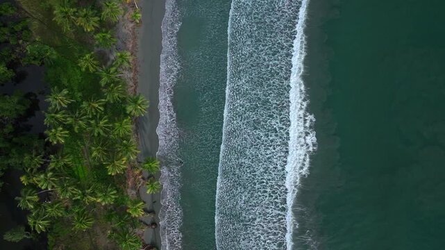 Madang Wewak Cape Wom Dogreto Bay remote untouched pristine tropical beach shoreline waves crashing harbor view Papua New Guinea aerial drone birdseye Kavieng Vanimo Tufi coastline sunny static