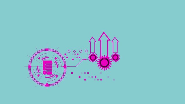 Process to increase productivity concept. powerful network .Businessman holding productivity icon with growth graph for industrial management in and efficient process.4k animation video.