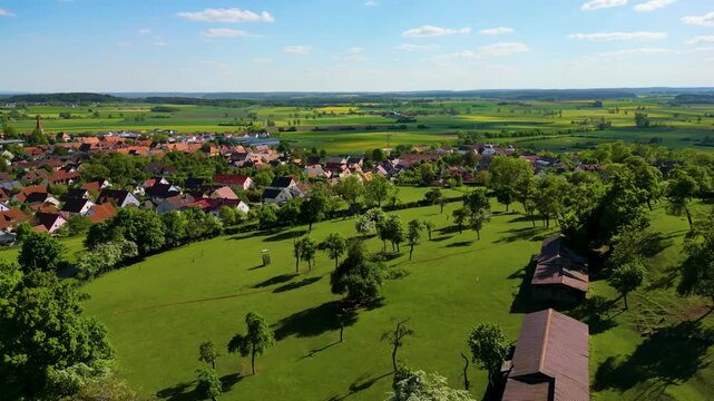 4K Aerial Drone Video of the Village of Colmberg, Germany in Bavaria