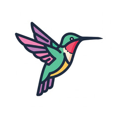 Colorful Flying Hummingbird Illustration Vector Isolated