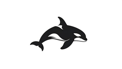 Black and white silhouette of a leaping orca