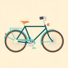 Vintage Bicycle Illustration Retro Teal Orange Bike