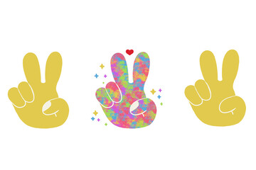 ピースサインアイコンセット