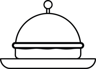 Simple Line Art Icon of a Covered Dish, Representing Food Service and Dining