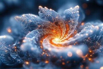 A flower with fire in the middle.