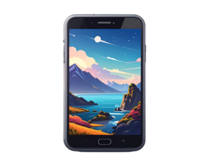 Mobile phone smartphone icon flat design isolated on transparent background PNG 