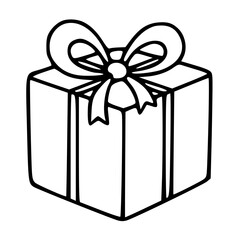 Gift box with ribbon doodle illustration
