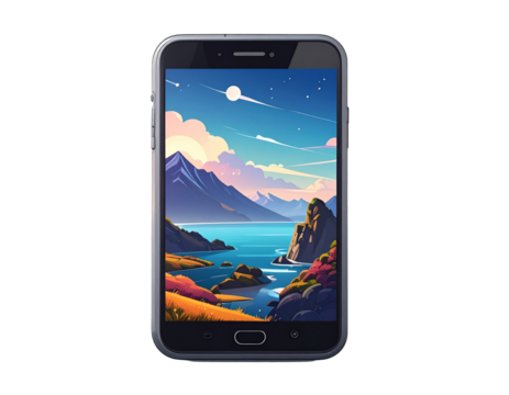 Mobile phone smartphone icon flat design isolated on transparent background PNG 