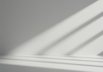 Minimalist white cylindrical podium with dramatic window shadow overlay, perfect for luxury product presentation
