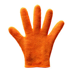 Orange cleaning glove showing five fingers png