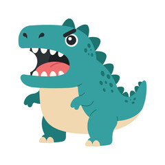 Fierce cartoon dinosaur with open mouth and sharp teeth.