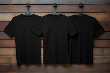 Mock up illustration  of Bella Canvas black t-shirt, back and front image on a white background, flat design