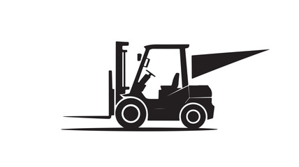 Fototapeta premium Dynamic black silhouette of a forklift, representing logistics, warehouse operations, and industrial efficiency for commercial needs