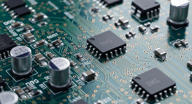 Closeup of Battery Management System Circuit Board