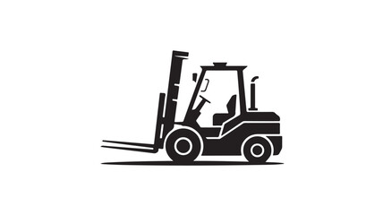 Naklejka premium Dynamic forklift silhouette ready for industrial logistics, warehouse operations, and heavy lifting tasks, symbolizing efficiency and power in commercial settings.