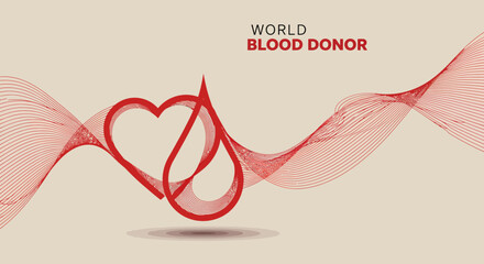 Abstract graphic for World Blood Donor Day with heart and blood drop
