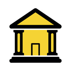 Classic building icon simple yellow design