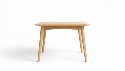 Simple wooden side table on a white background minimal design aesthetic