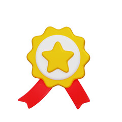 Isolated Golden Star Award with Red Ribbon Illustration on Transparent Background