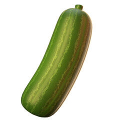 Isolated Green Cucumber with Visible Ridges on Transparent Backdrop Food Still Life Photography