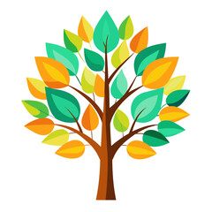 Obraz premium Stylized tree with colorful autumn leaves on white background