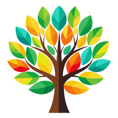 Obraz premium Stylized tree with colorful autumn leaves