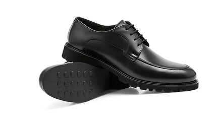 Sophisticated black leather dress shoes offer a stylish modern look for a professional appearance, perfect for business meetings or elegant evenings