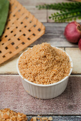 Fine Peanut Crumble in White Bowl