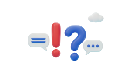3D Speech Bubbles Question Mark Exclamation Mark Cloud Icons collection isolated on a transparent background