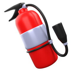 Isolated Red Fire Extinguisher with Black Hose and Handle on Transparent Background Safety Equipment Emergency Preparedness Fighting Device Protection