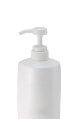 plastic pump bottle stands  on a white backdrop