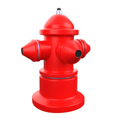 Isolated Red Fire Hydrant with Metallic Accents on Transparent Background