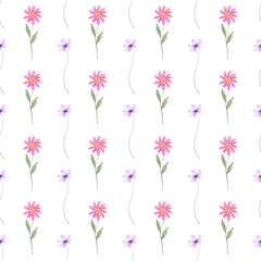 Seamless pattern, floral minimalist background with watercolor flowers. Repeat fabric wallpaper print texture. Perfectly for wrapped paper, backdrop.