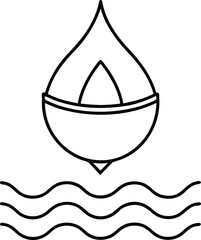 Obraz premium floating meditation pod above calm ocean waves illustration on transparent background