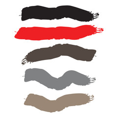 Brush strokes of various colors isolated on white background, creating a textured and dynamic artistic composition of different hues