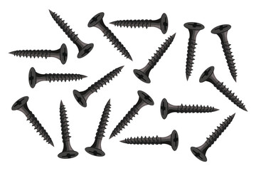 Set of metal black wood screws