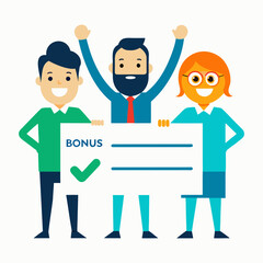 Happy Team with Bonus Check